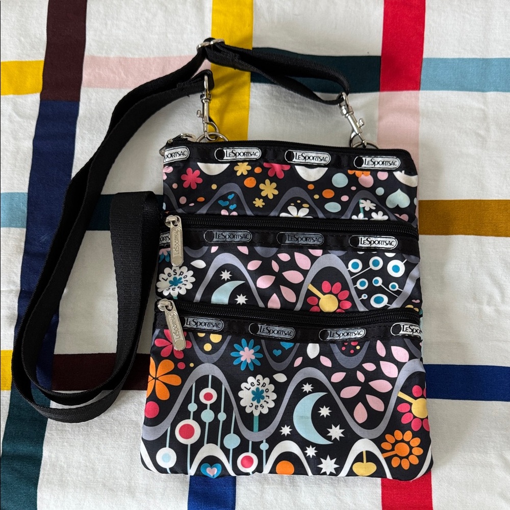 Lesportsac Triple-Zip Crossbody Bold Floral Pattern